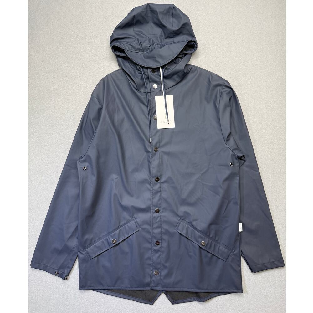 RAINS Unisex Waterproof Jacket Navy Blue X-Small/Small $110